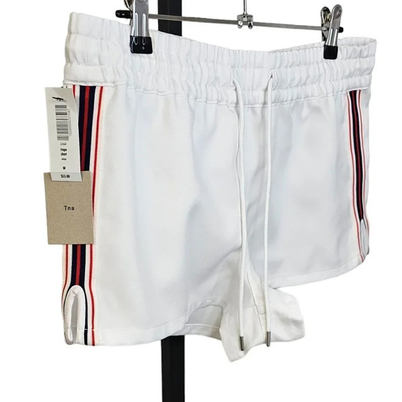 Aritzia TNA  Trope Shorts Side Stripe Mini Shorts White Size Medium NWT - Picture 2 of 7
